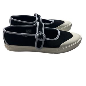 Vans Style 93 Mary Jane Women Size 8.5 Black White Canvas Buckle Shoes NEW